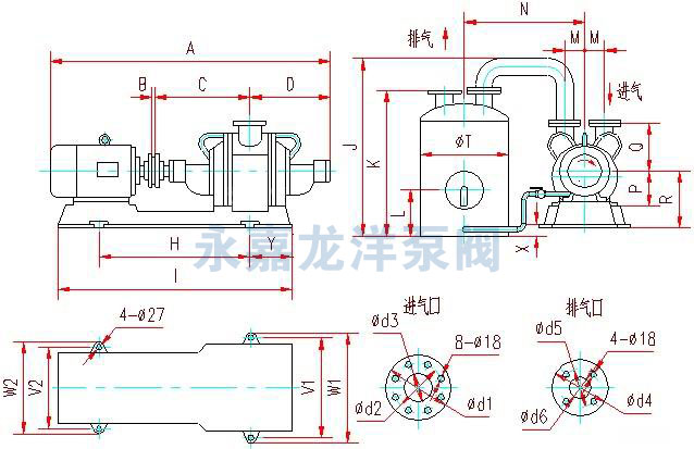 SZ系列水環(huán)式真空泵外形及安裝尺寸圖